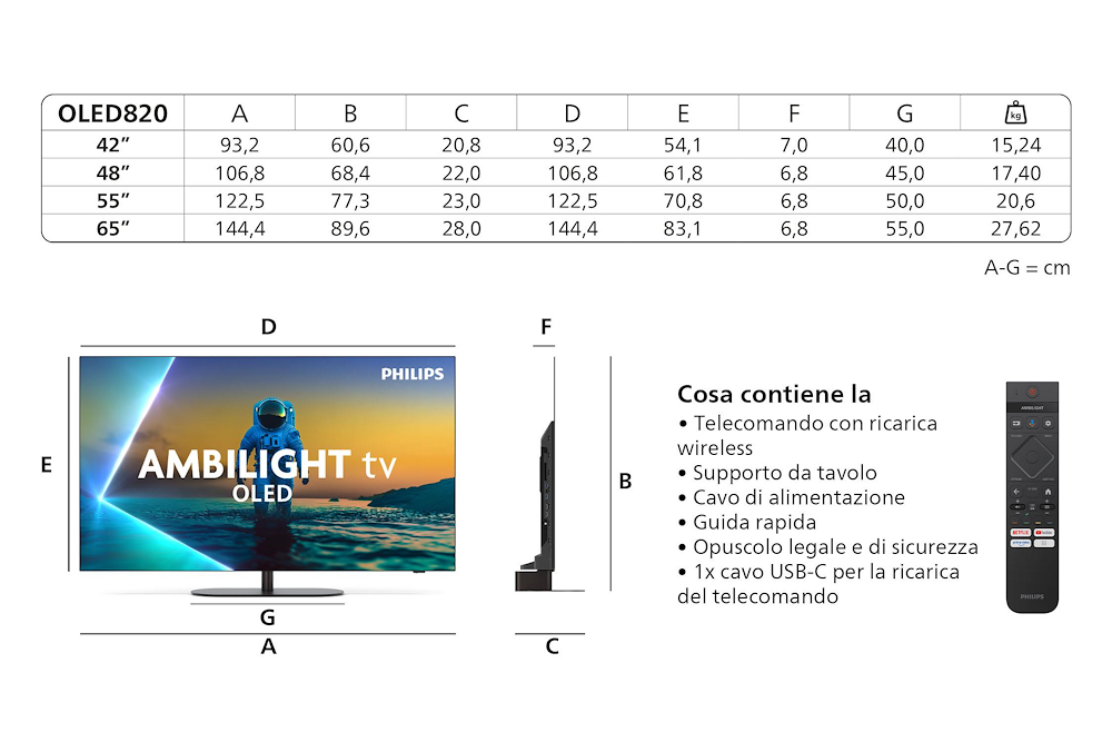 PHILIPS 48OLED820 - 48" OLED Fernseher 4K Ambilight