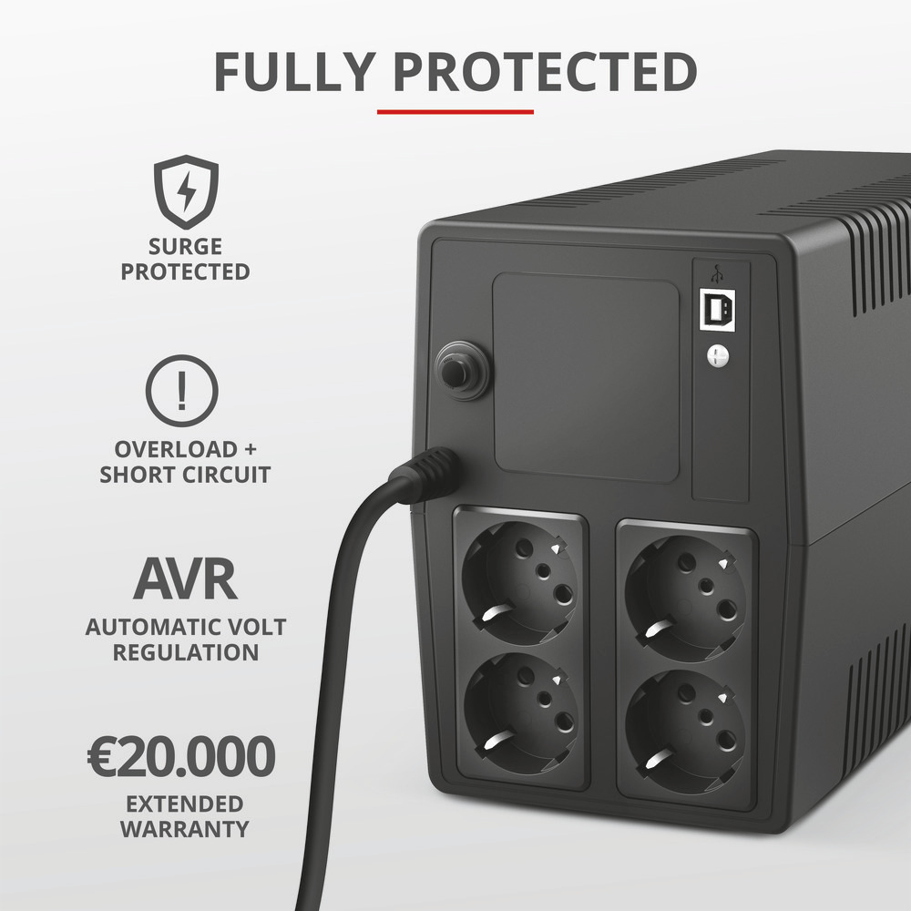 TRUST 23504 - USV Trust Paxxon 1000VA 4 Steckdosen