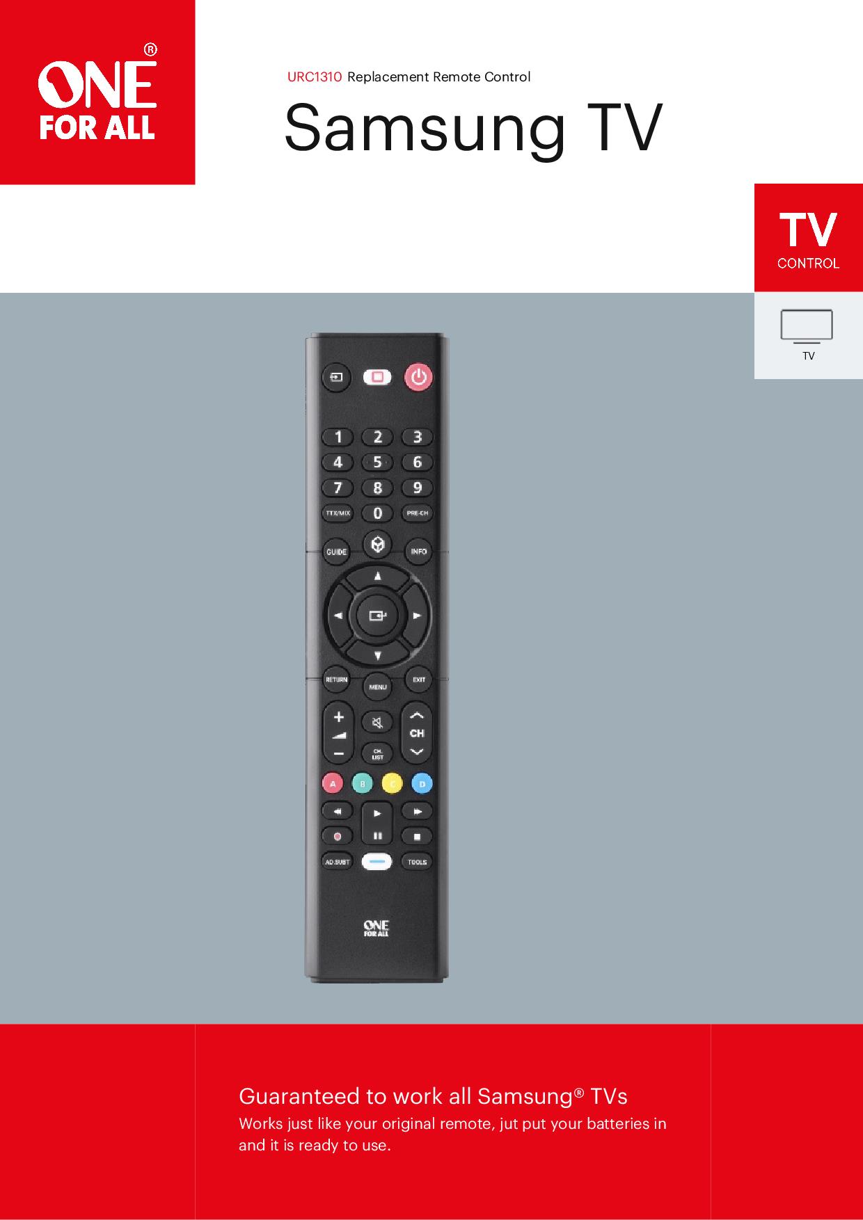 ONE FOR ALL URC1310 - Universalfernbedienung für Samsung TV