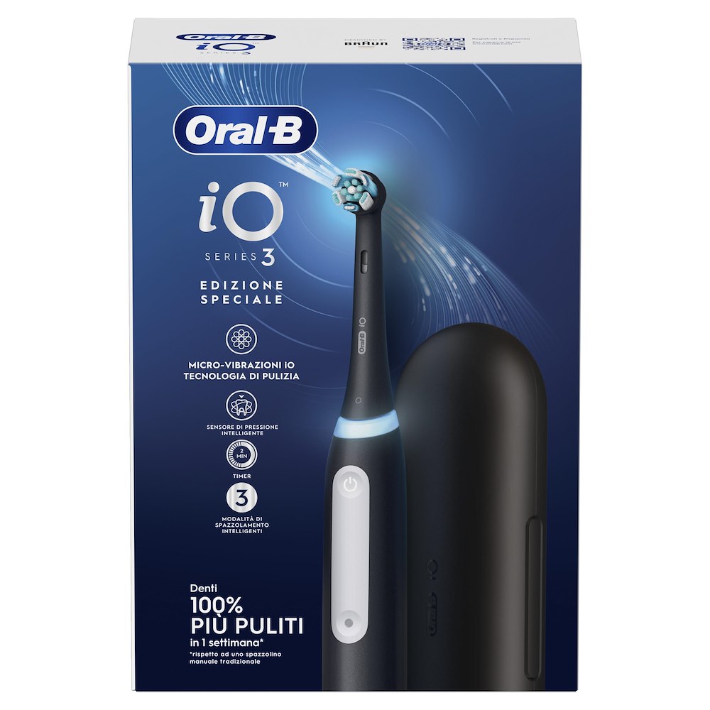 ORAL-B IO3STRIPPED - Elektrische Zahnbürste Schwarz mit Etui