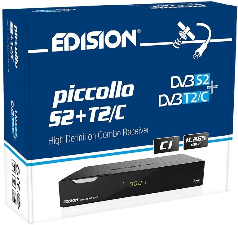 EDISON PICCOLLINOS2/T2 - EDISION PICCOLLINO S2+T2/C – Full-HD Combo-Receiver mit DVB-S2, DVB-T2/C Tuner und H.265/HEVC-Unterstützung