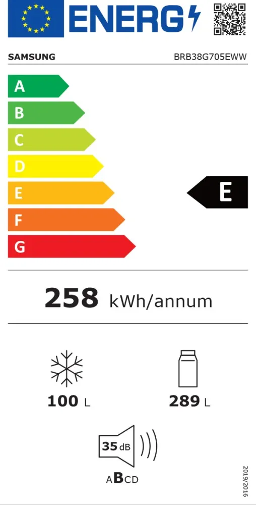 Samsung BRB38G705EWWEF - Einbau-Kühl-Gefrierkombination 389L