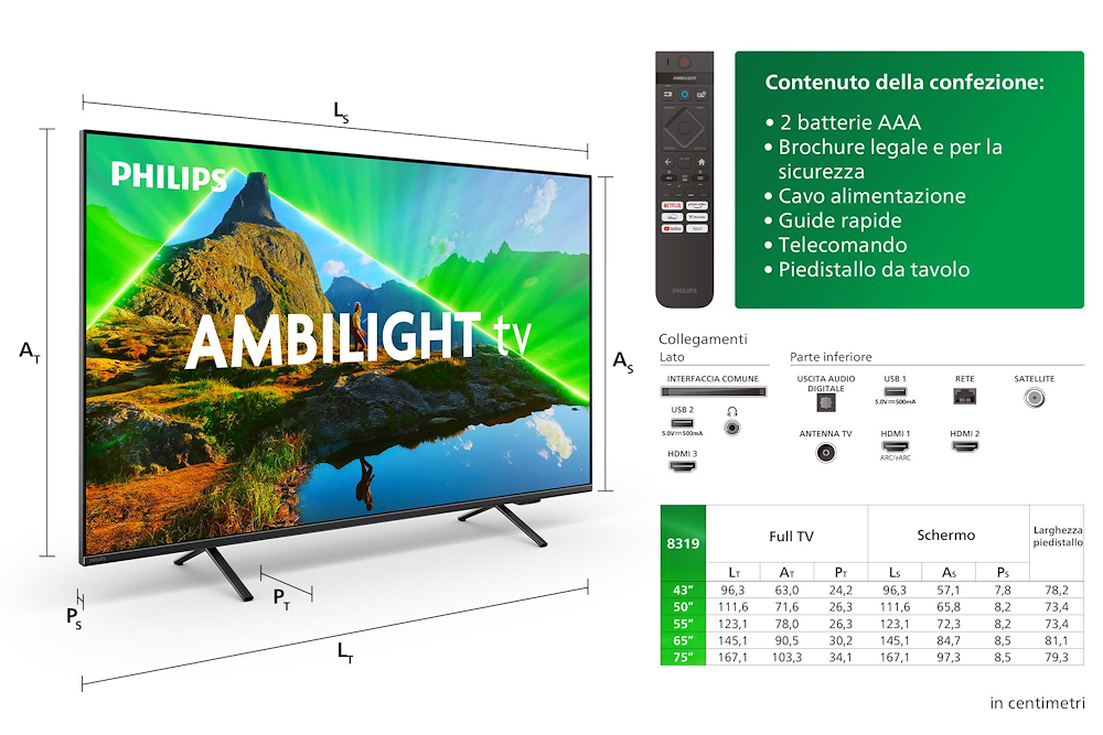 PHILIPS 43PUS8319 - Philips 43" Ambilight 4K UHD Fernseher
