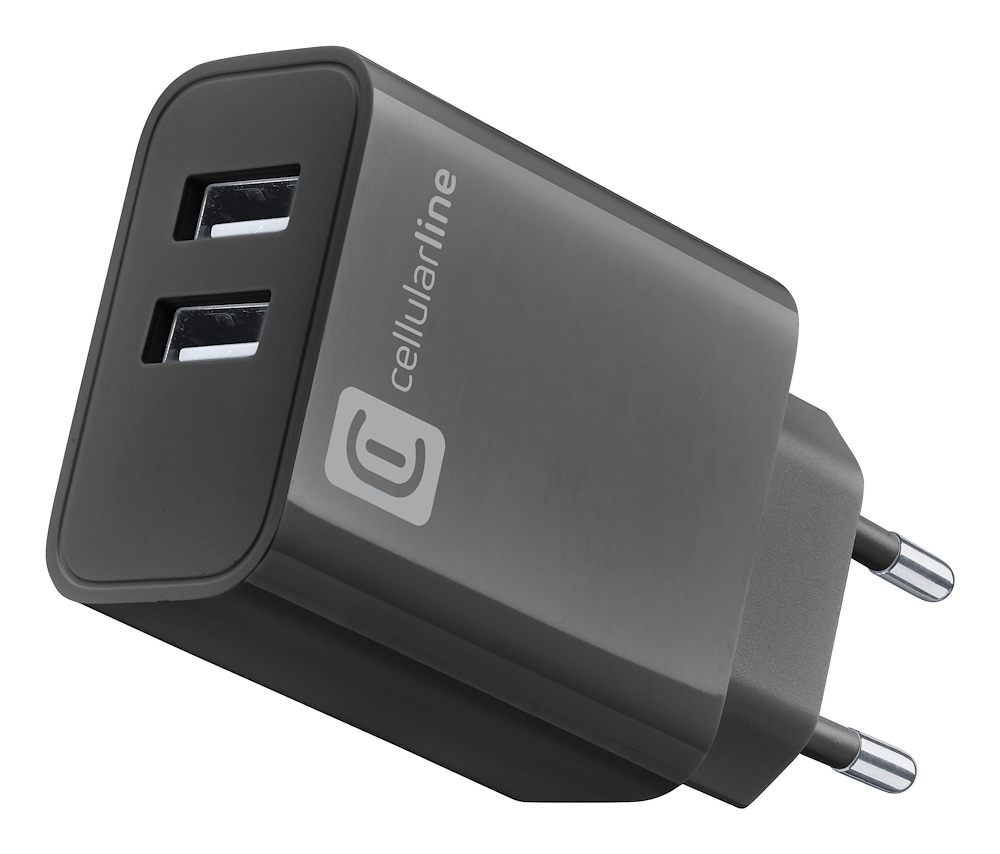 CELLULAR LINE ACHUSB2USBA24WK - 24W Mehrfach Ladegerät mit 2 USB