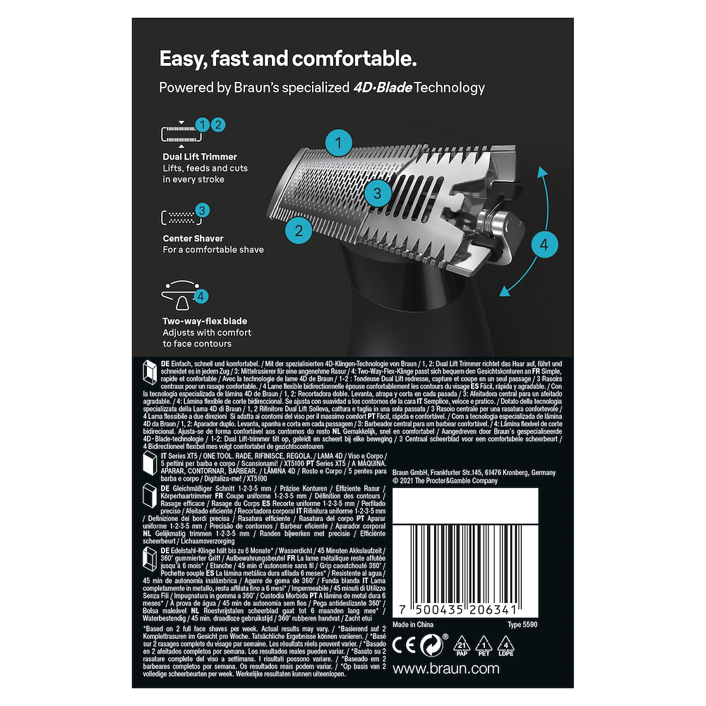 BRAUN XT5100FACEBODY - Braun XT5100 Bart- und Körperrasierer