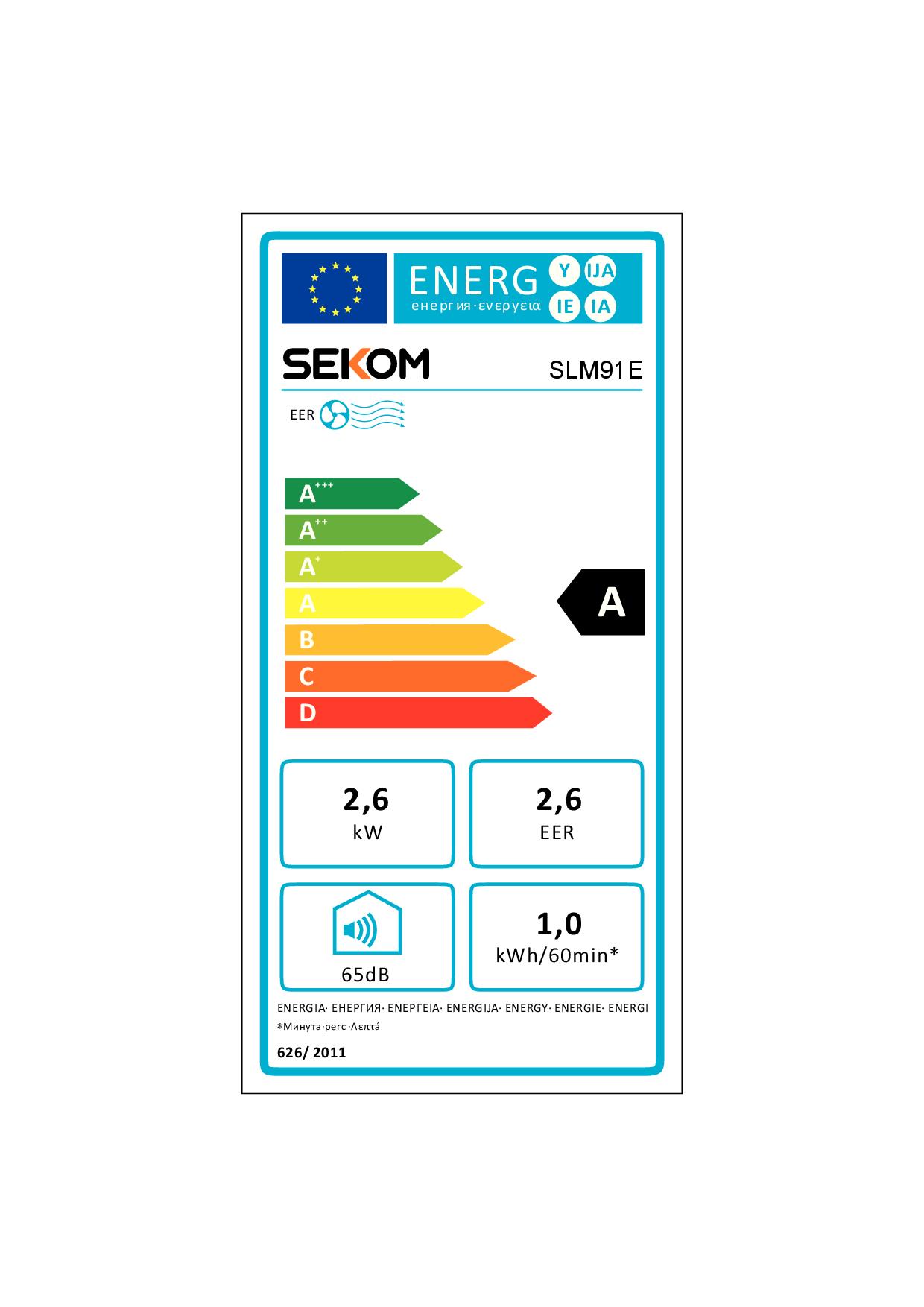 SEKOM SLM91E - Monoblock Klimagerät 2.6kW Weiß
