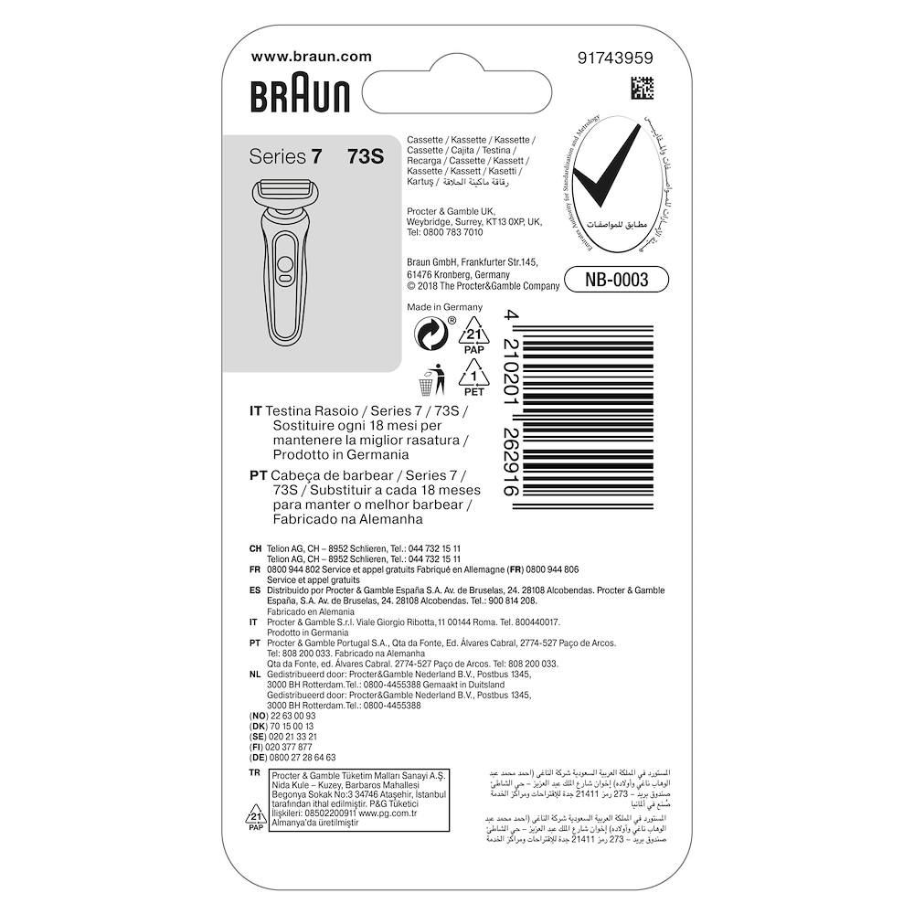 BRAUN 73S - Braun Series 7 Rasierkopf Ersatz