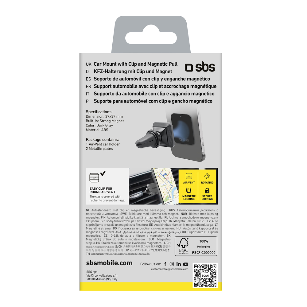 SBS TESUPMAGLCLIP - Magnetischer Handyhalter für Auto von