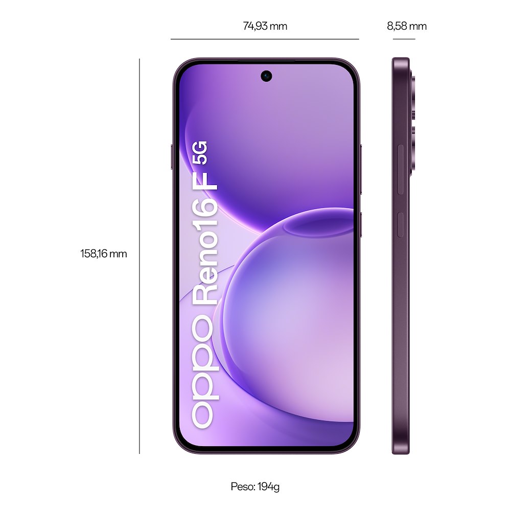 OPPO RENO16F5GPURPLEBLACK - Smartphone 5G mit Triple-Kamera