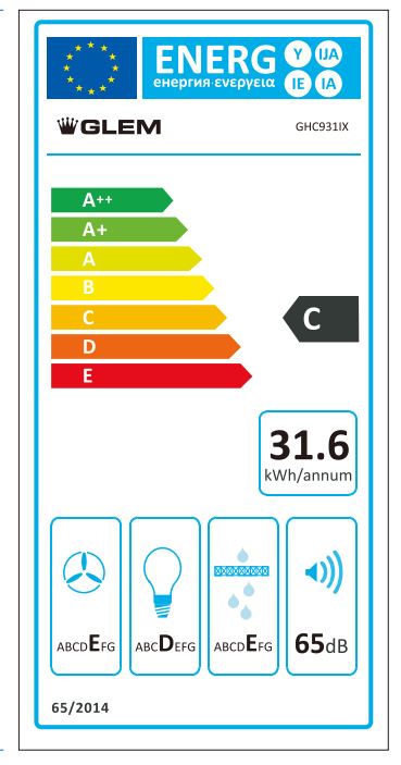 GLEM GAS GHC931IX - Cappa Sichten 56cm 3 Geschwindigkeiten