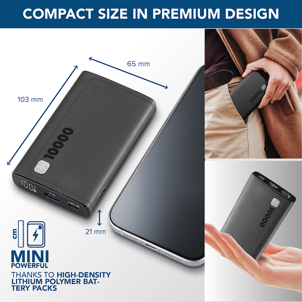 CELLULAR LINE PBDISPL01PD10000K - Tragbare Powerbank 10000mAh