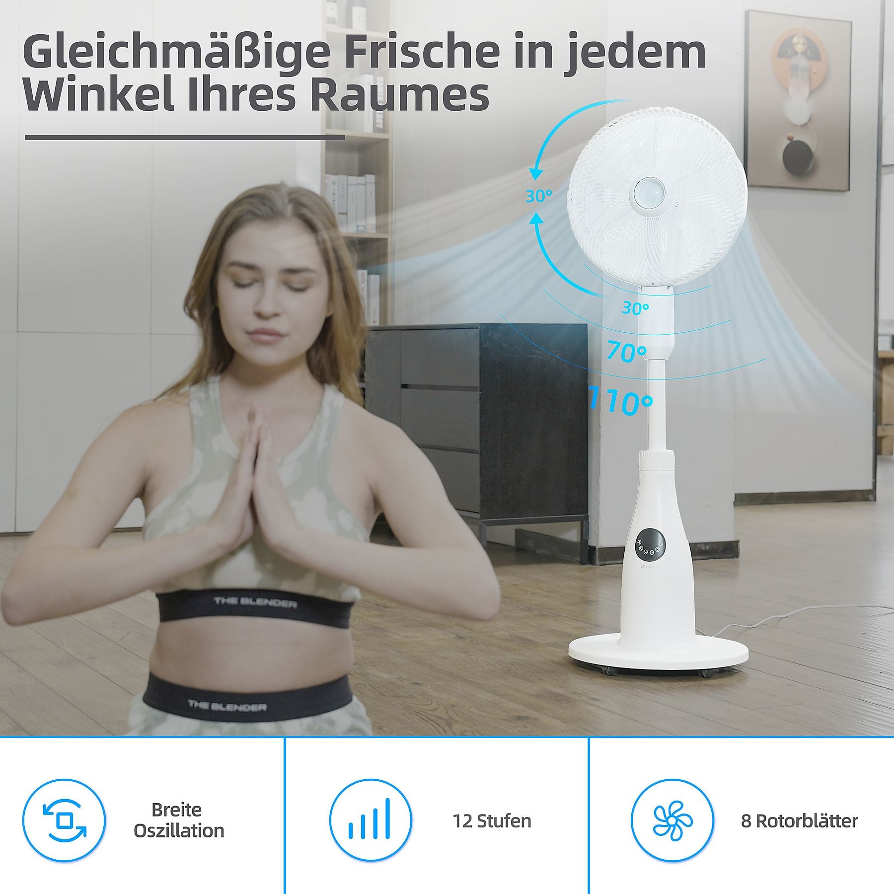 BE COOL BCPSN2L01 - Premium Sprühnebel Standventilator