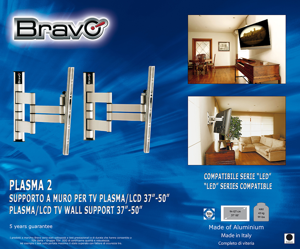 BRAVO PLASMA2BLACK - TV-Halterung 37" bis 50" in Aluminium