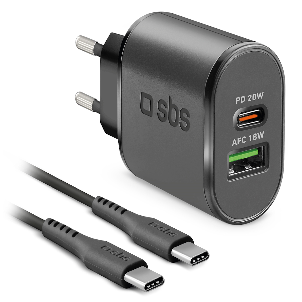 SBS TEKITTRPDCCK - Reise-Ladegerät USB-C 18W mit Kabel