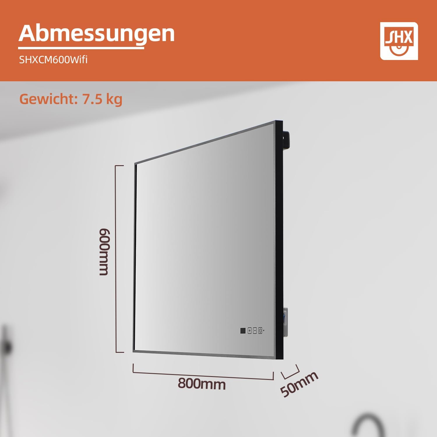 SHX Infrarot-Spiegelheizung mit WiFi 600W