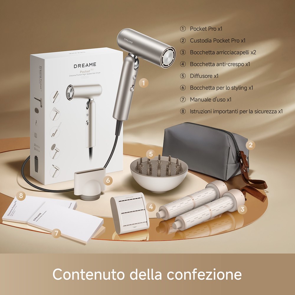 DREAME DREHD51PROGL - FÖHN 1300W POCKET PRO GOLD