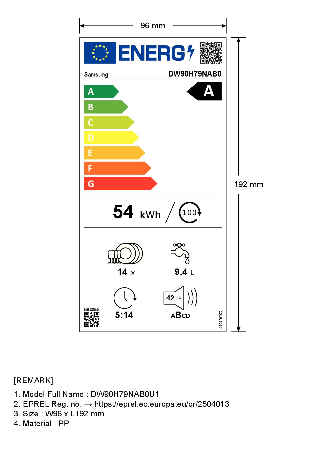 Samsung DW90H79NAB0U1 - Vollintegrierter 60 cm Geschirrspüler