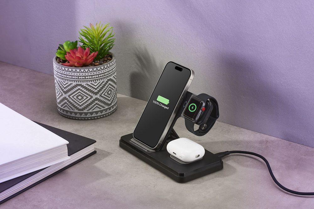 CELLULAR LINE WIRESTAND3IN1FBK - 3in1 Drahtlose Ladebasis 15W