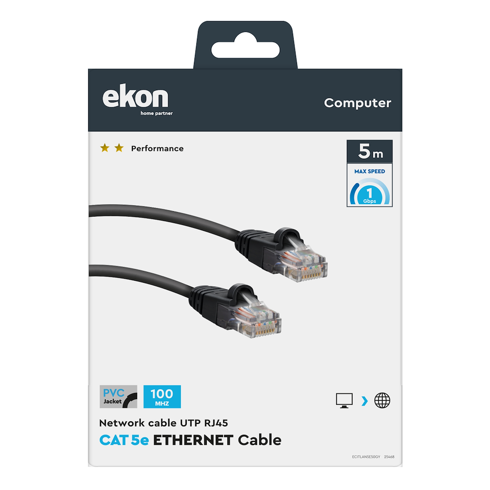 EKON ECITLAN5E50GY - Netzwerkkabel UTP 5m Grau