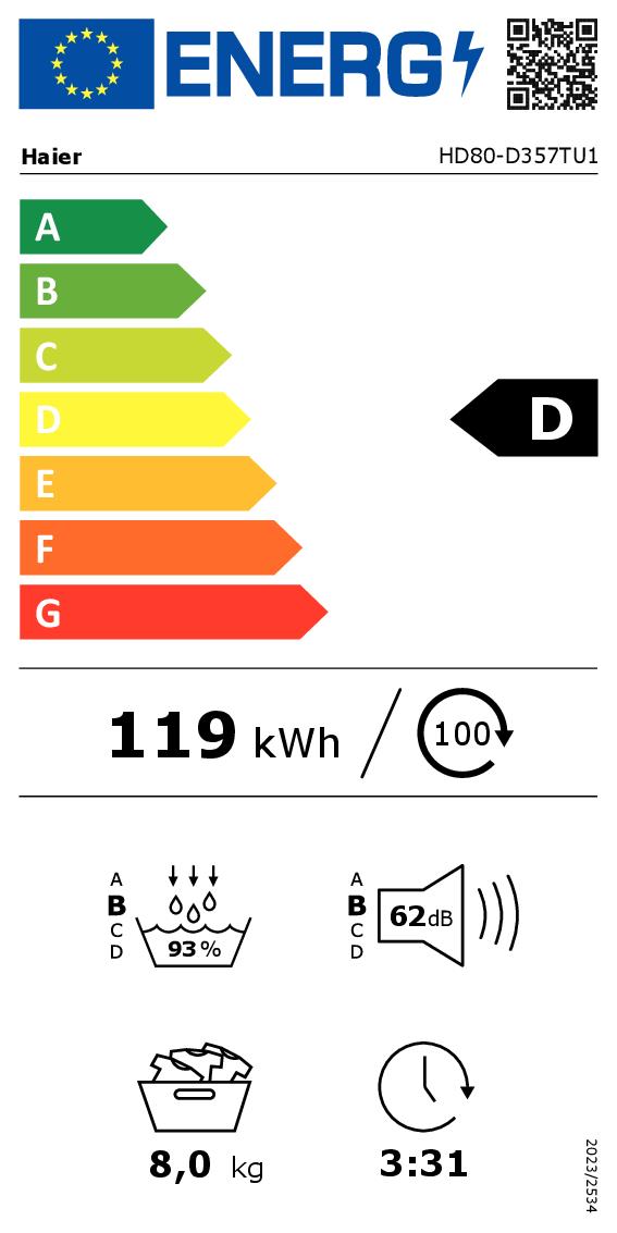 HAIER HD80-D357TU1-IT - Slim Wäschetrockner 8kg
