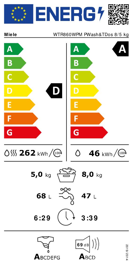 MIELE WTR860 - WTR860 0560097 LAVASC.C/F 1600G LAV.8KG-ASC.5KG CE.A POWER WASH