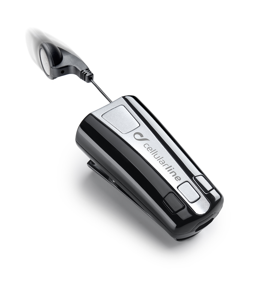 CELLULAR LINE BTCLIPARDP - Bluetooth Ohrhörer mit Clip und aufrollbarem Kabel