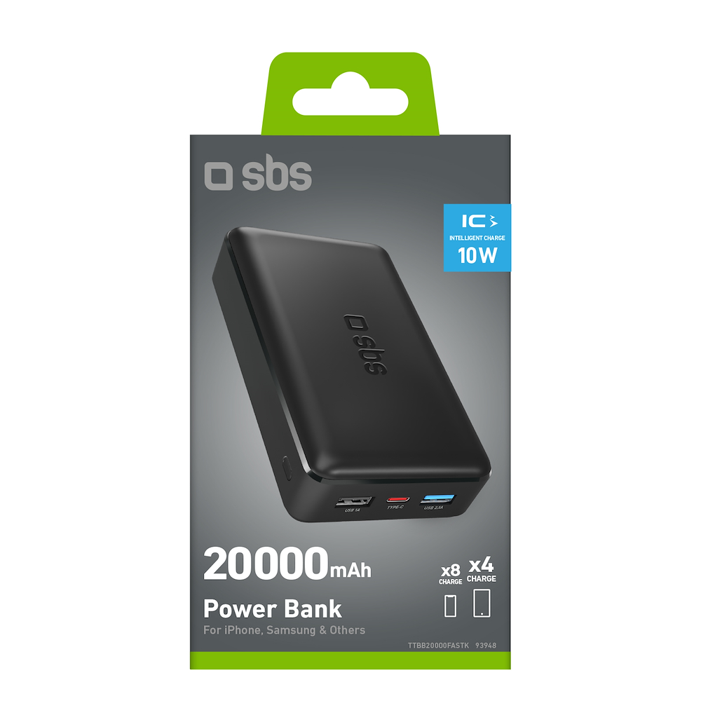 SBS TTBB20000FASTK - Slim Power Bank 20000mAh mit 2USB