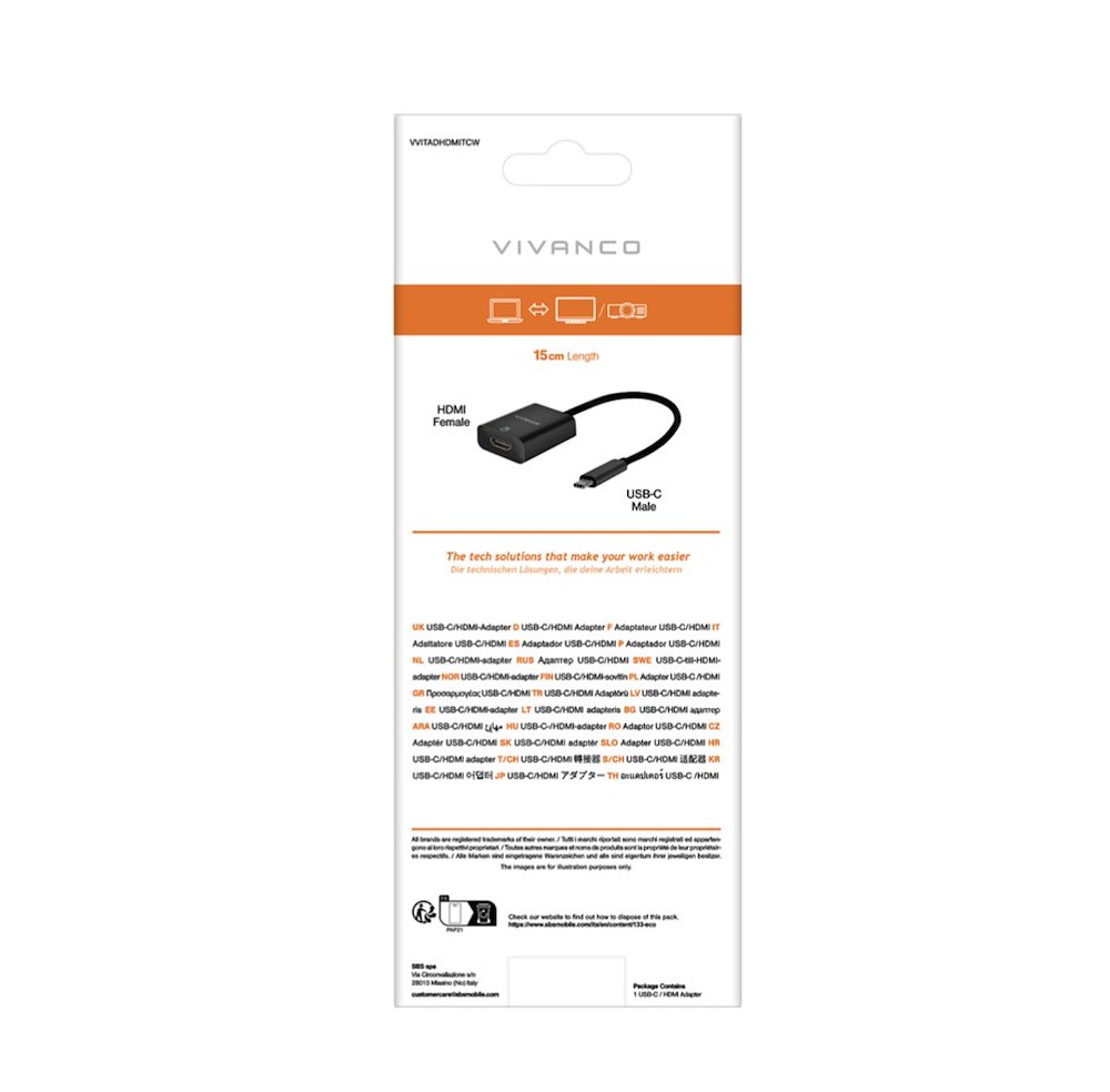 VIVANCO VVITADHDMITCW - USB-C zu HDMI Adapter