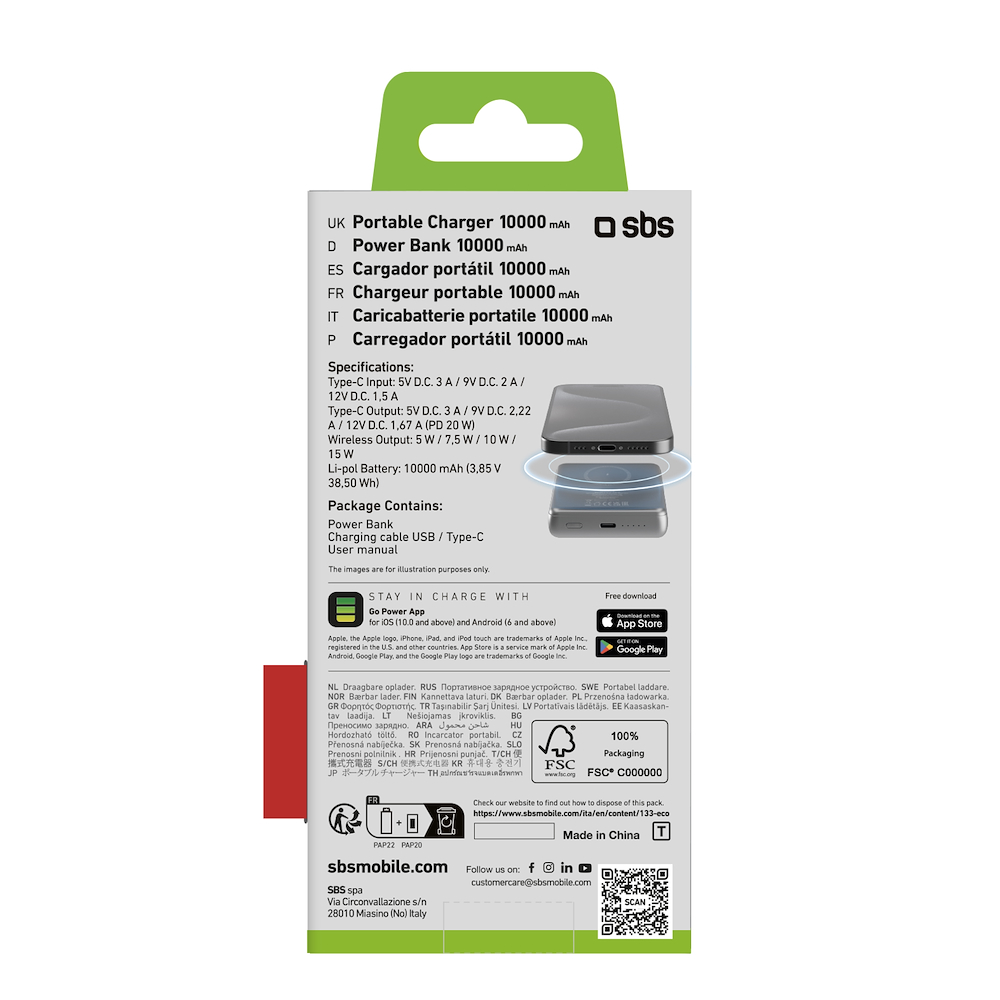 SBS TEBB10000MAGSLIM - Power Bank 10000mAh Slim mit MagSafe