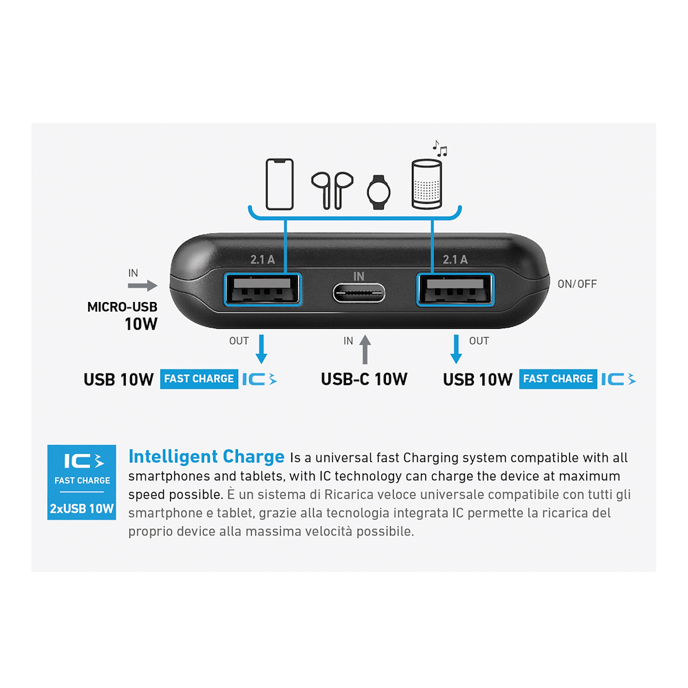 SBS TTBB10000SK - Power Bank 10000mAh mit Solarpanel