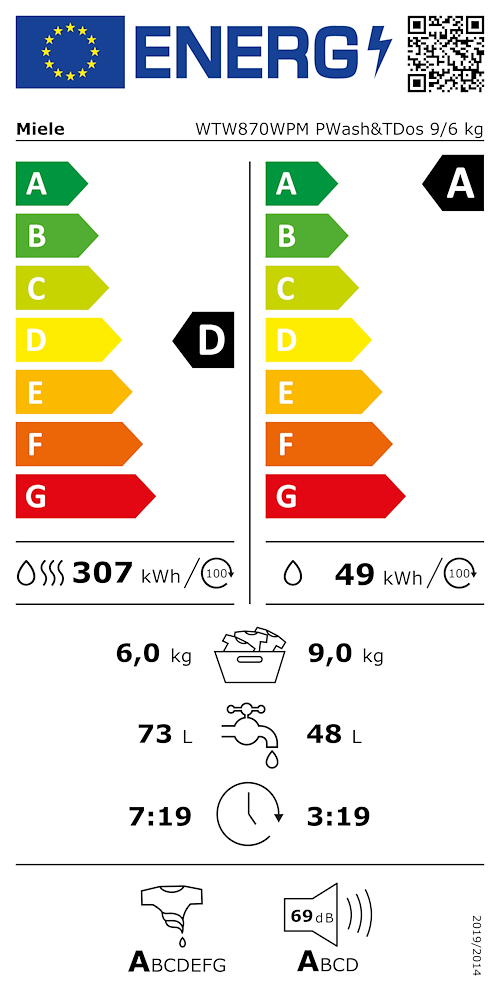MIELE WTW870 - WTW870 0560096 LAVASC.C/F 1600G LAV.9KG-ASC.6KG CE.A POWERWASH
