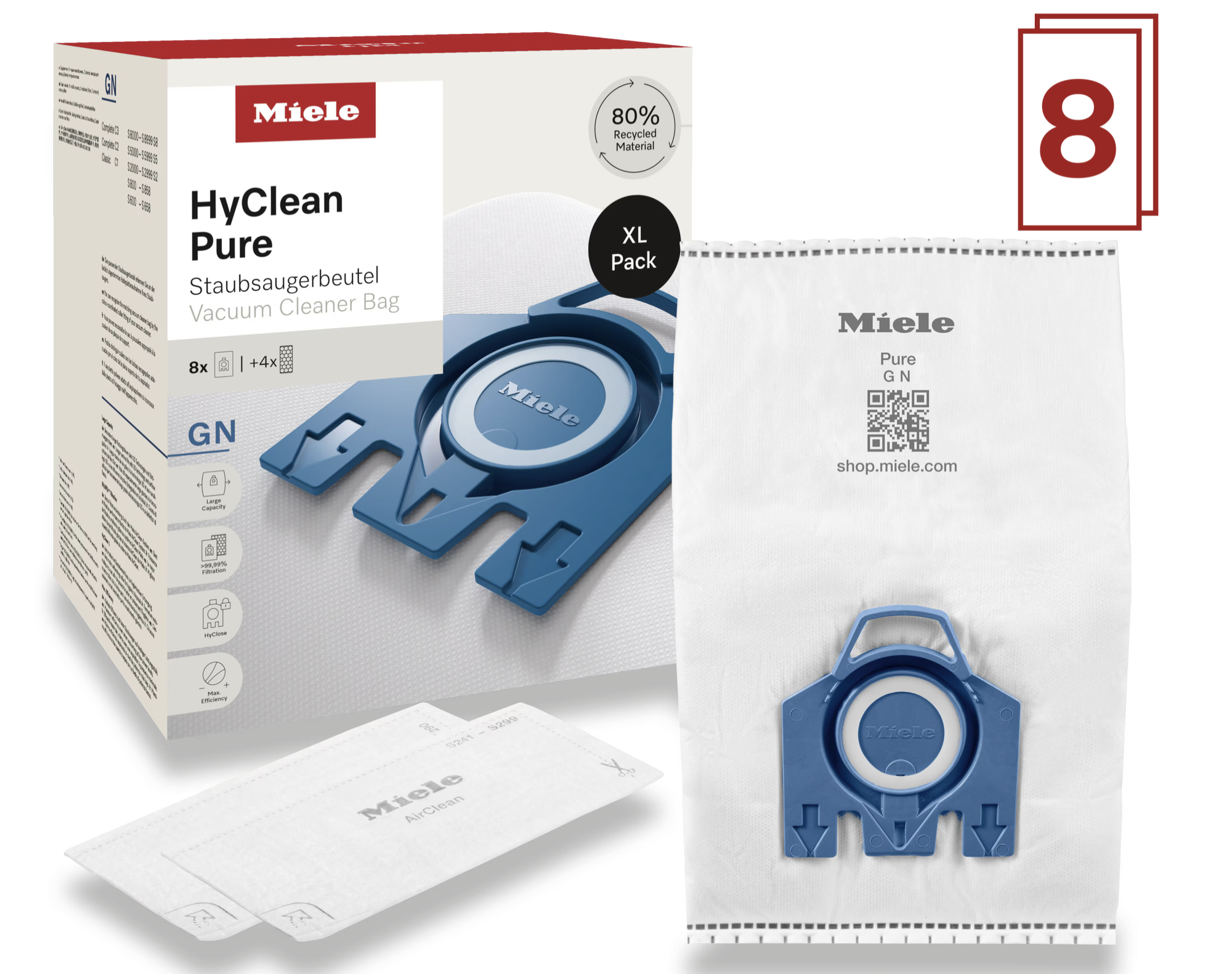 Miele 12497870 - GN XL HyClean Pure Staubbeutel-Set