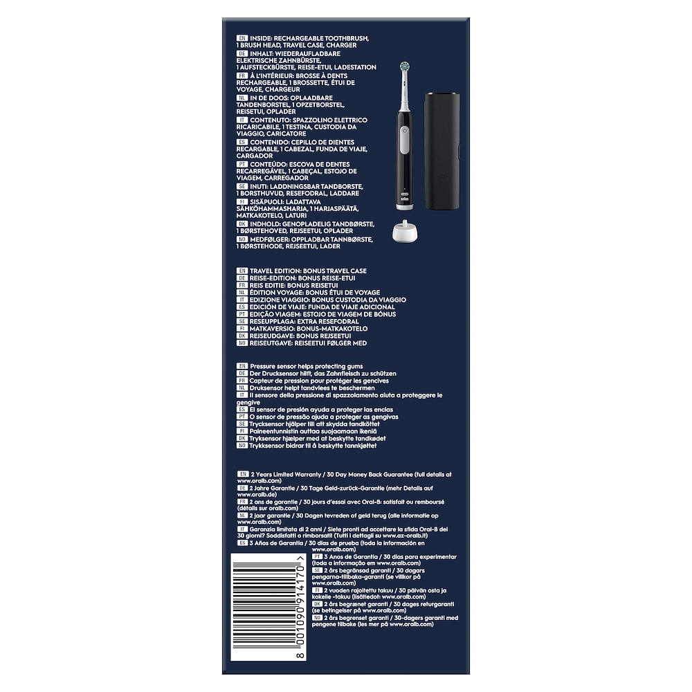ORAL-B PRO1BLACKTRAVELCASE - Oral-B Pro 1 Elektrische Zahnbürste Schwarz mit Reiseetui