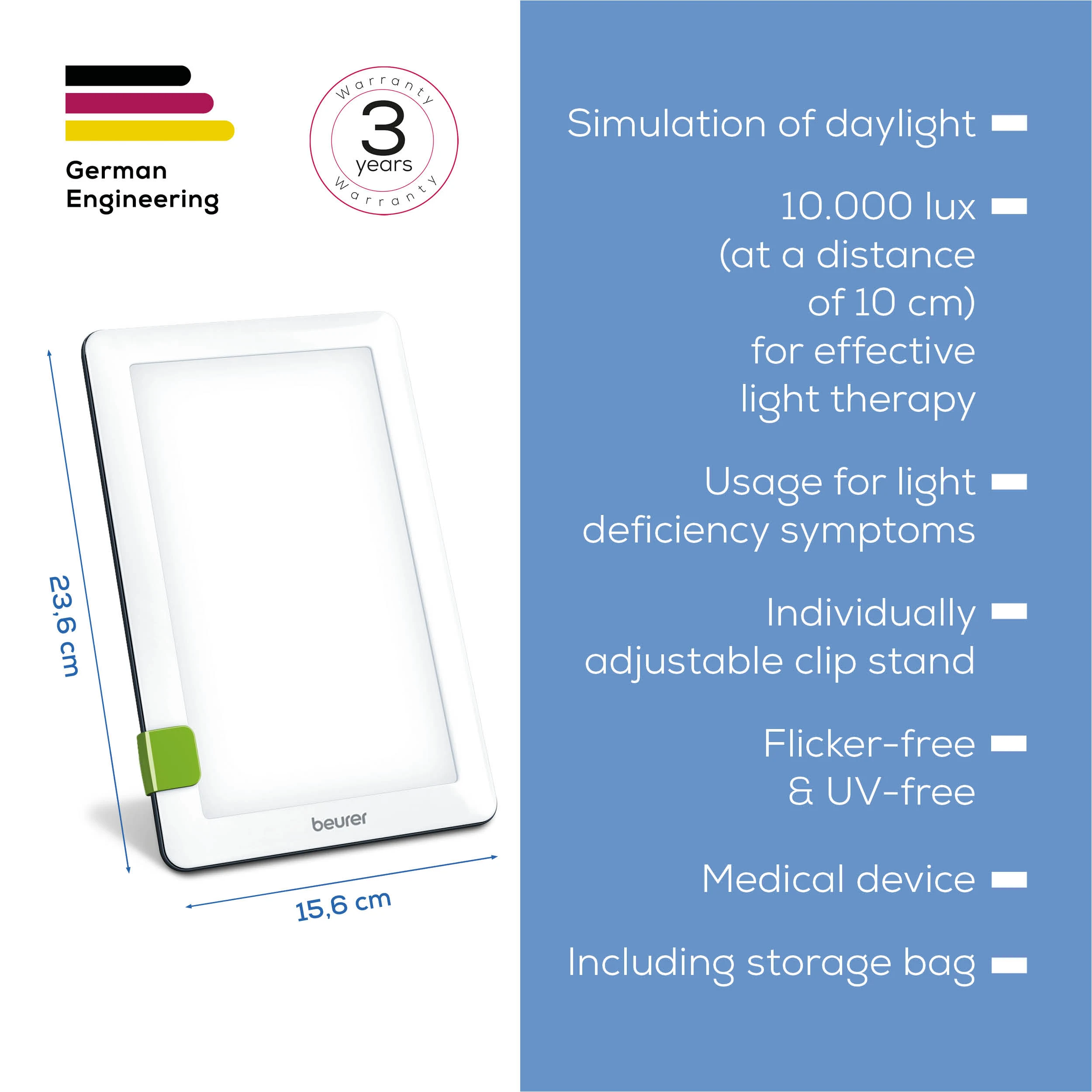 BEURER TL30 TAGESLICHTLAMPE LED 10000 LUX MIT TASCHE