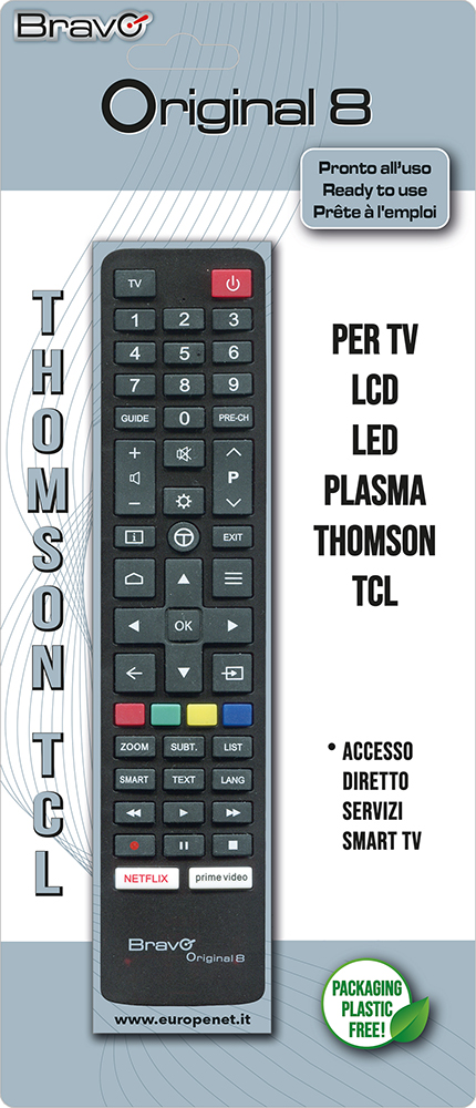 BRAVO ORIGINAL8 - ORIGINAL8 0493848 TELECOMANDO DEDICATO für TV THOMSON E TCL