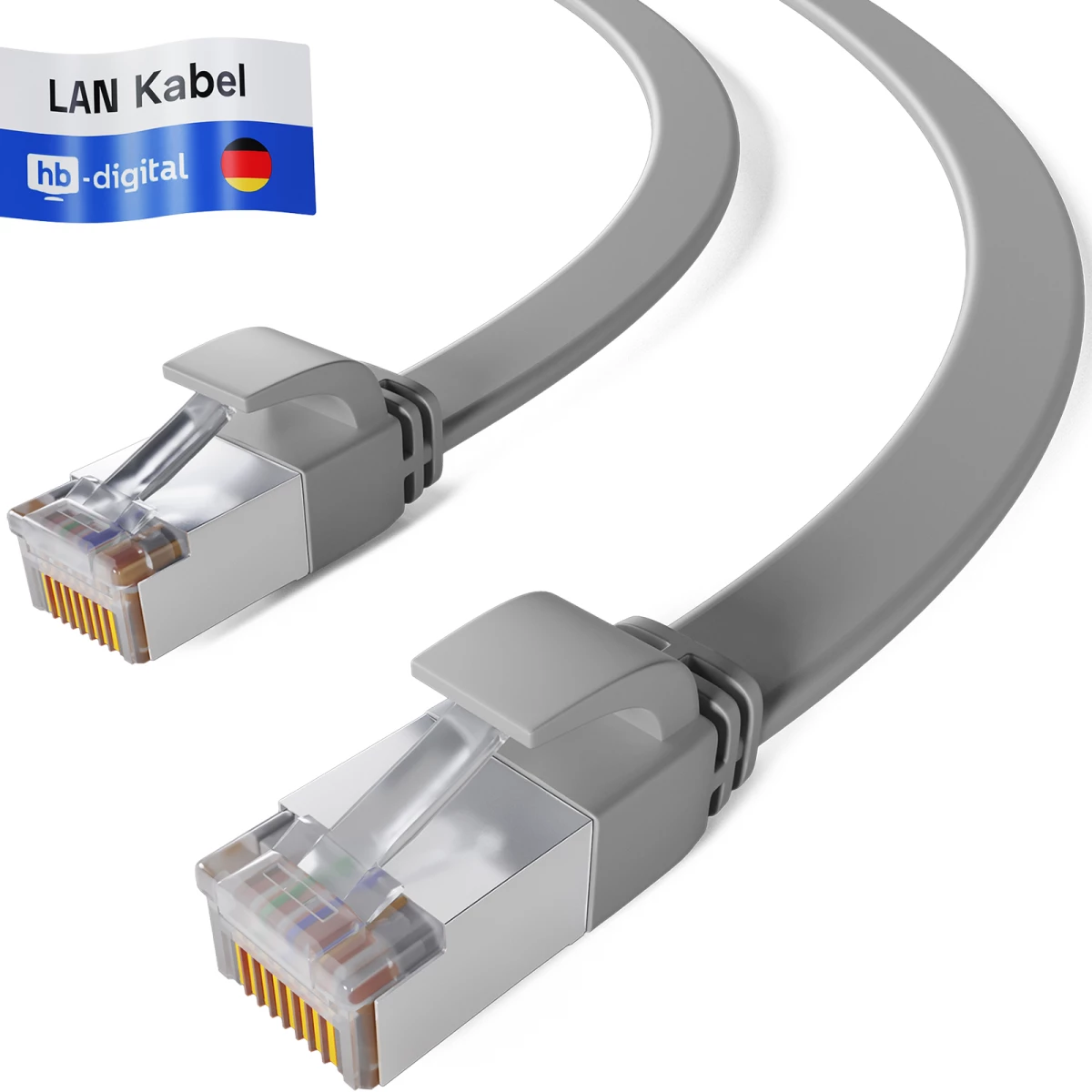 COM Patchkabel Cat7, RJ45, U/FTP, Grau, 0,25m, Slim