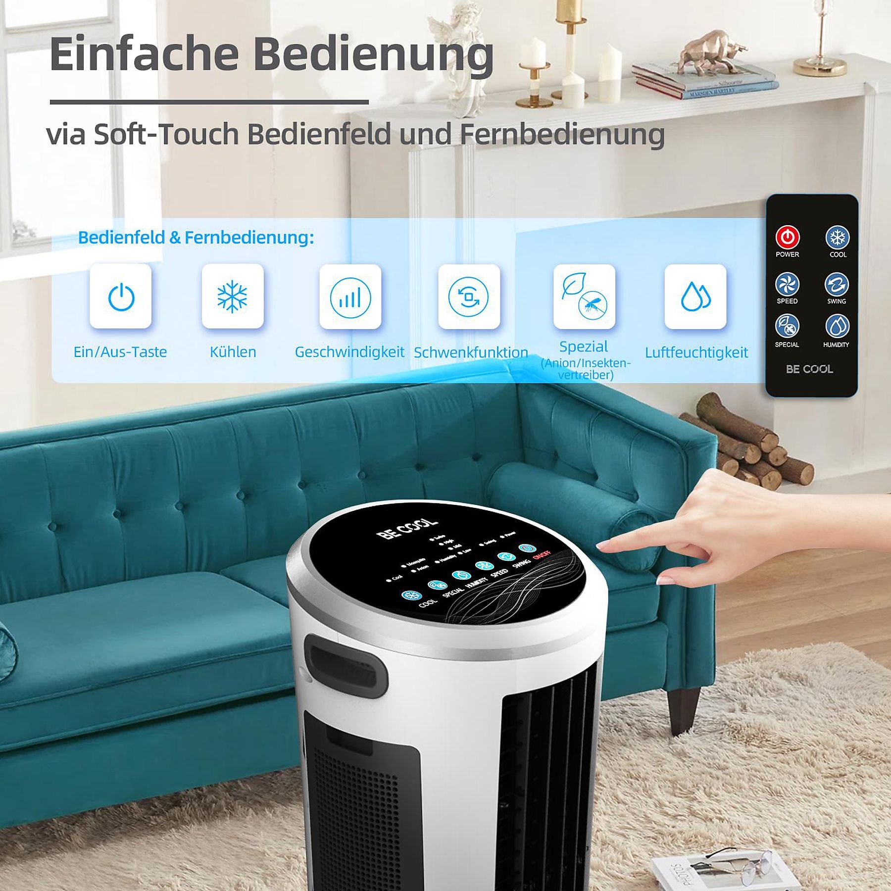 BE COOL BC18AC2301IKF - Luftkühler mit Mückenabwehr