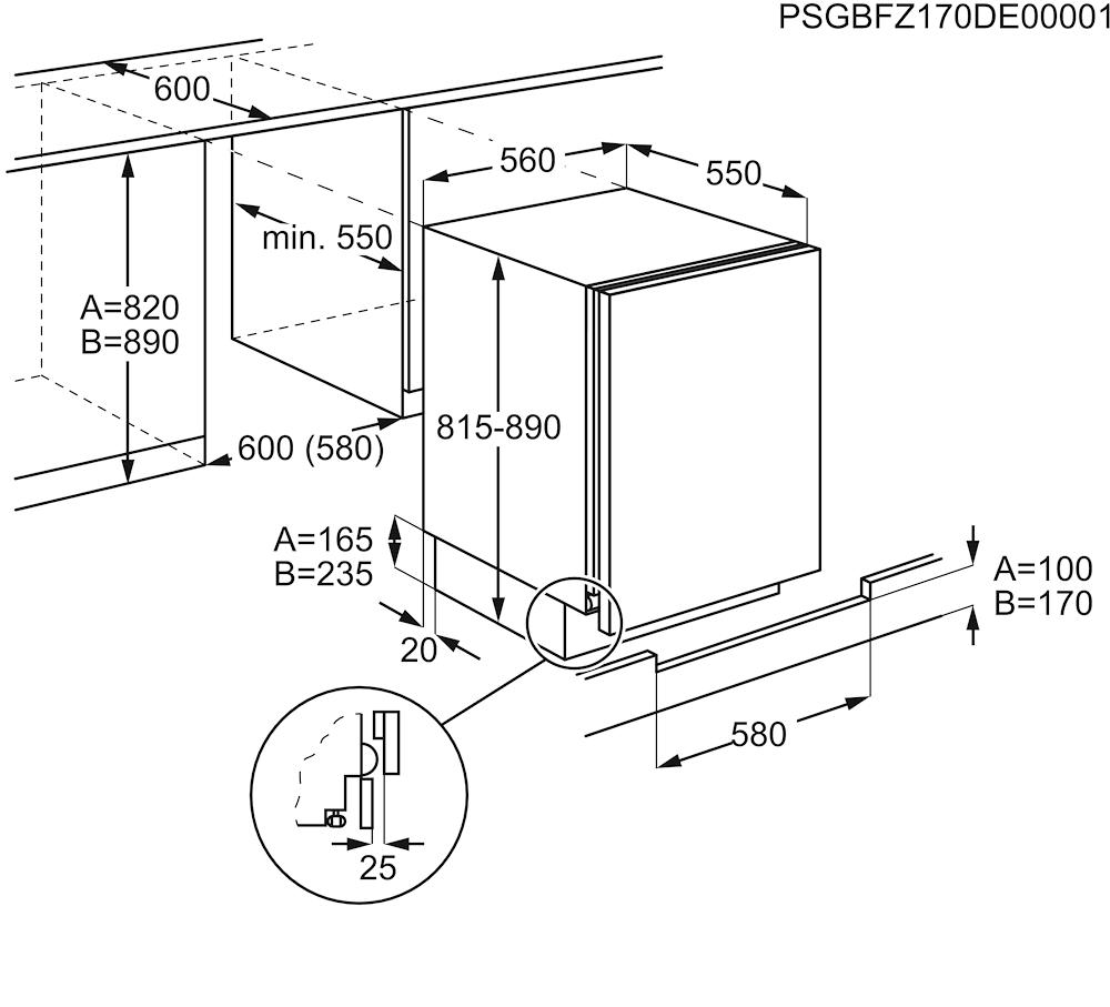 ELECTROLUX LXB2AF82S - Kühlschrank Unterbau 130L