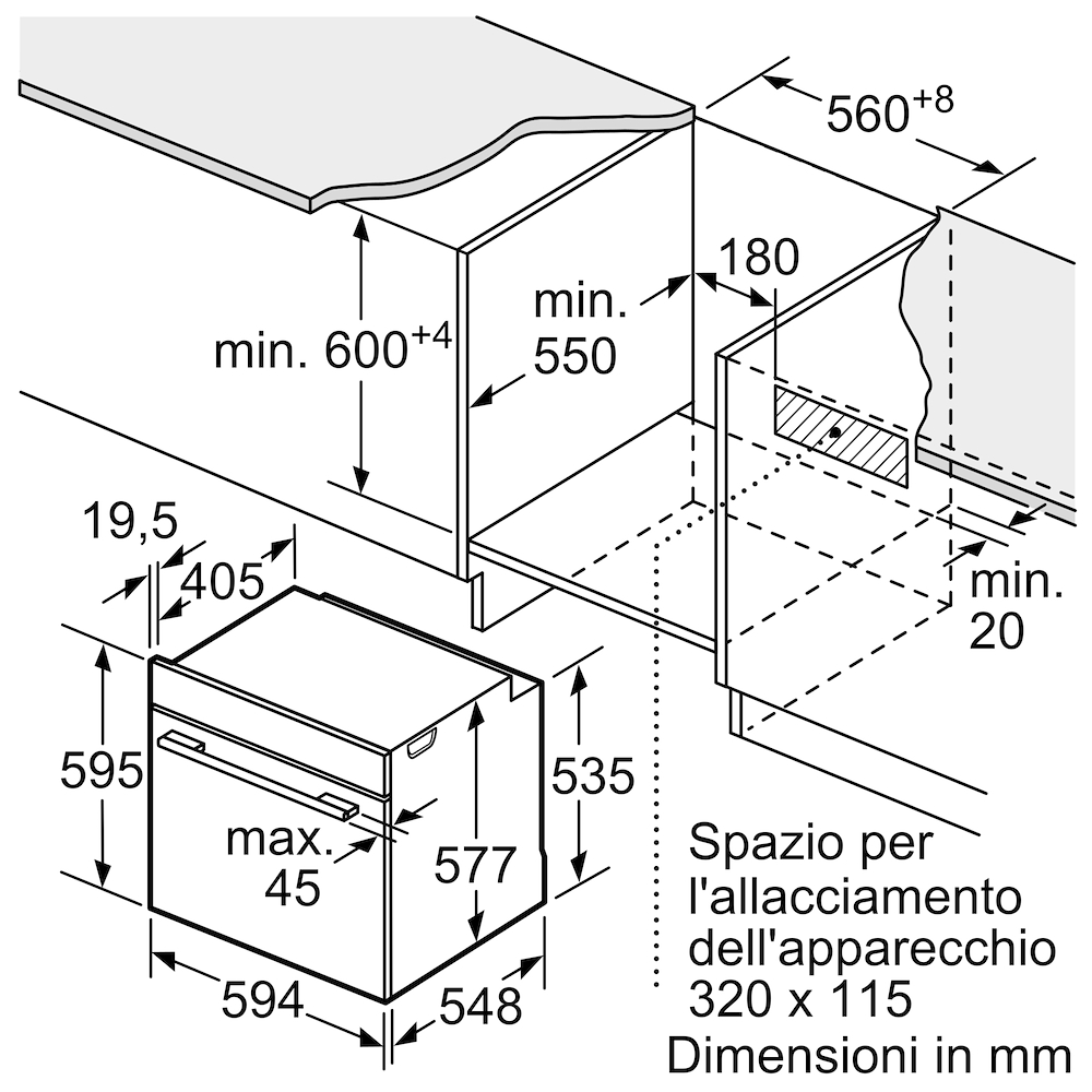 BOSCH HBG7721B1 - Einbauofen Bosch 60 cm in Schwarz