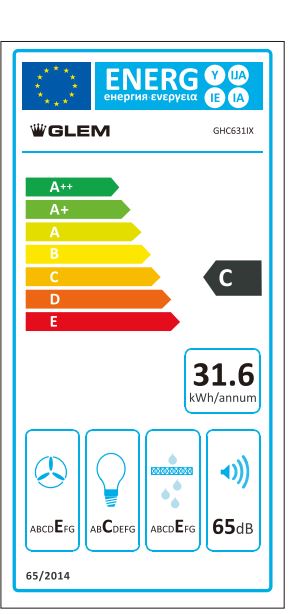 GLEM GAS GHC631IX - Unterbauhaube 60cm Edelstahl