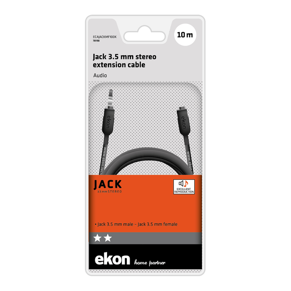 EKON ECAJACKMF100K - Jackkabel 3,5 MM MF 10 Mt