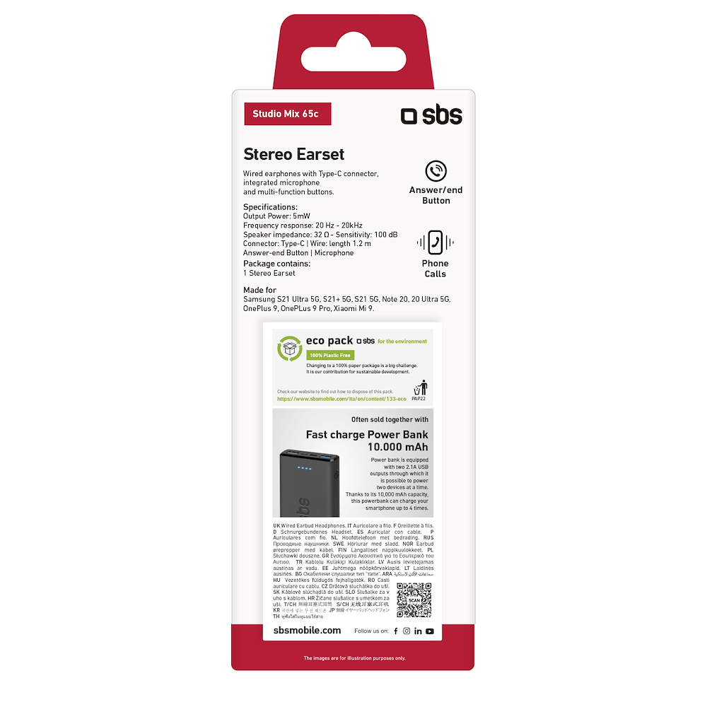 SBS TEEARTYCAPK - Semi In-Ear USB-C Kopfhörer Schwarz