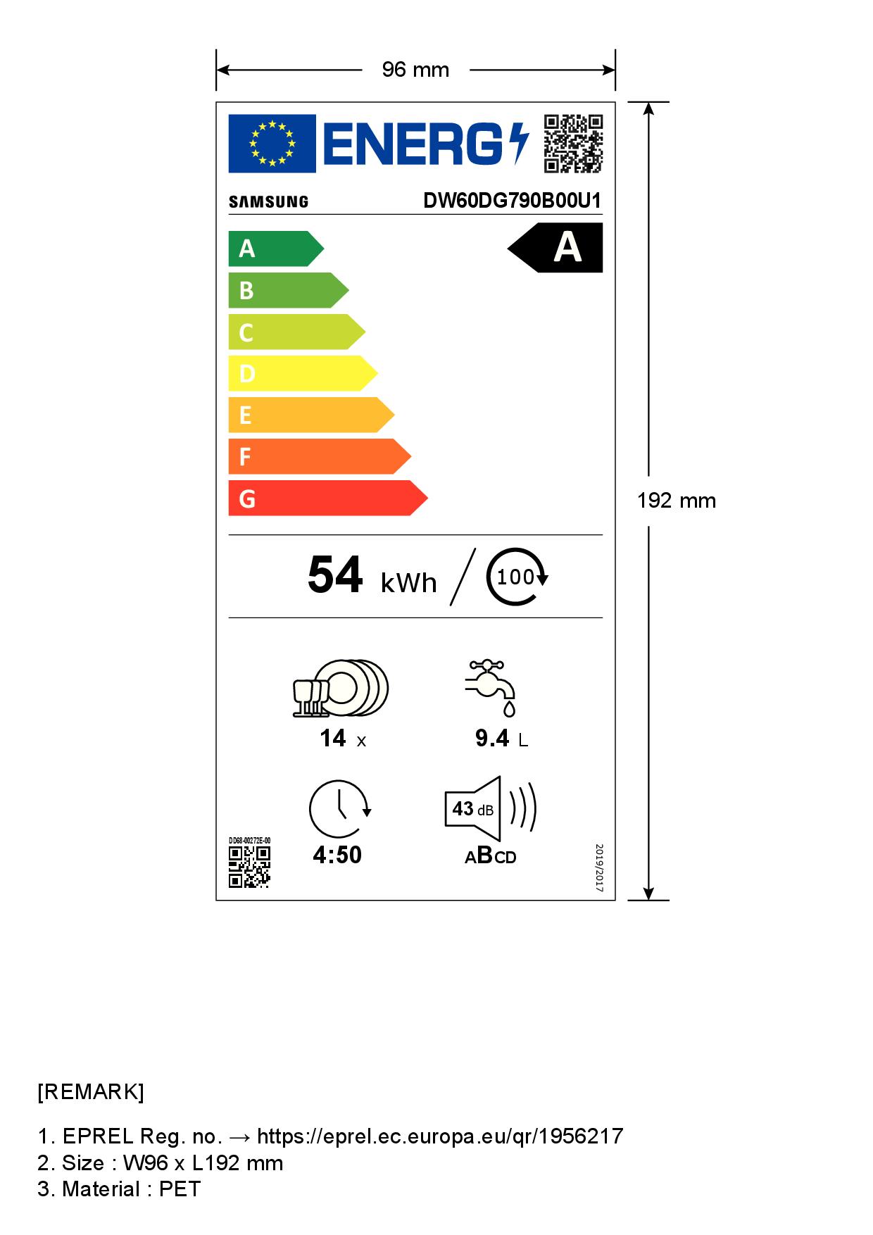 SAMSUNG MOBILIERI DW60DG790B00U1 - Samsung DW60DG790B00U1 Geschirrspüler 60 cm A