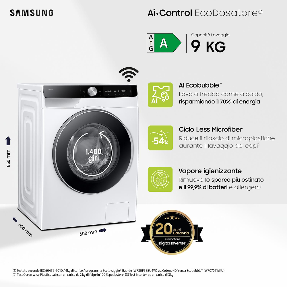 SAMSUNG WW90DG6U85LKU3 - Waschmaschine EcoDosierer 9 kg A-Klasse