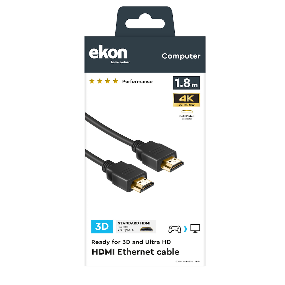 EKON ECITHDMI18METG - HDMI-Kabel 1.8 MT Metall