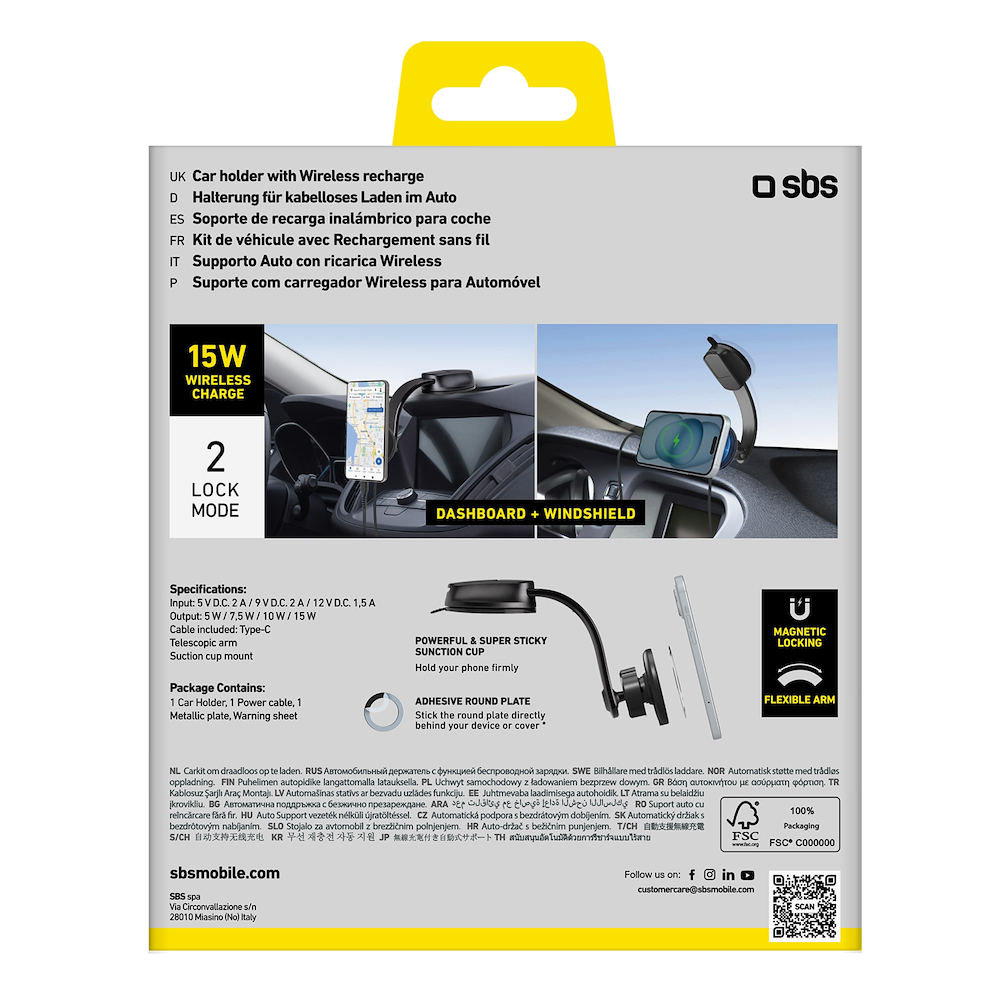SBS TESUPPMAG15W21 - MagSafe Auto Halterung für kabelloses Laden