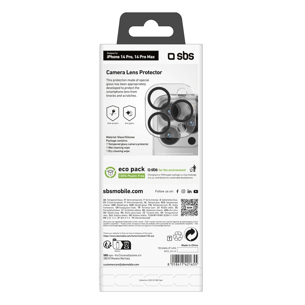 SBS TECAMGLIP14PK - Glas für iPhone 14 Pro Max Kamera