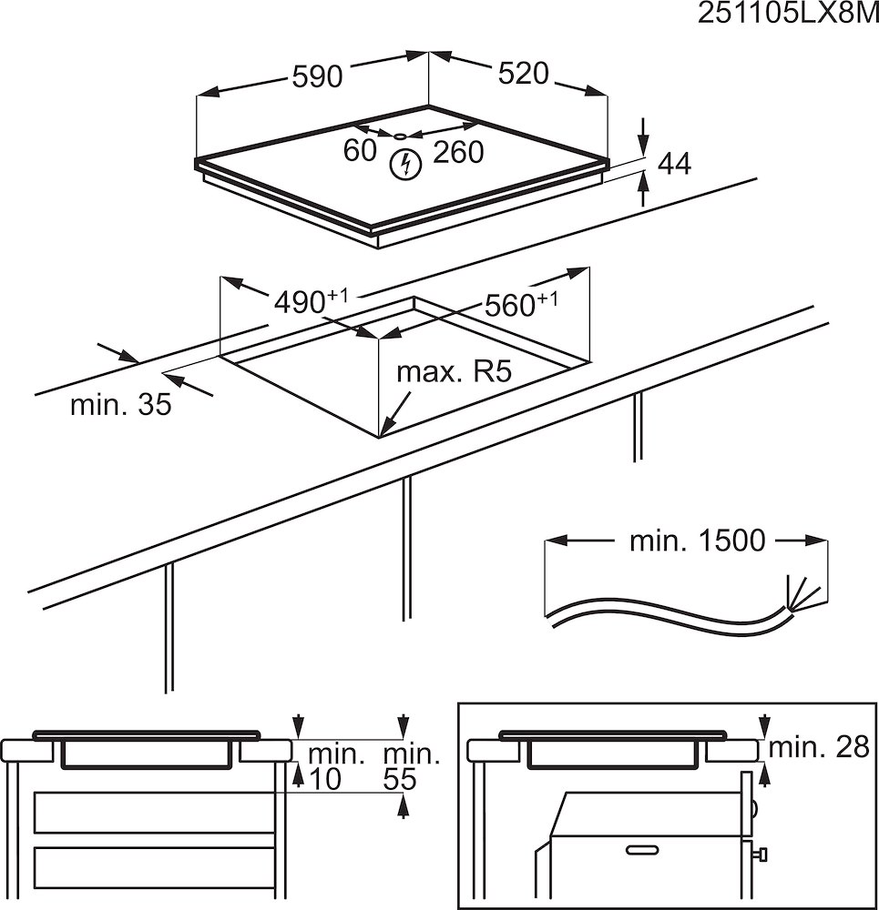 ELECTROLUX 949492907 - Induktionskochfeld Bridge 60cm