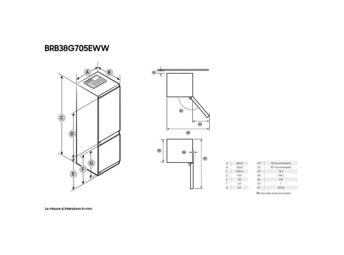 Samsung BRB38G705EWWEF - Einbau-Kühl-Gefrierkombination 389L