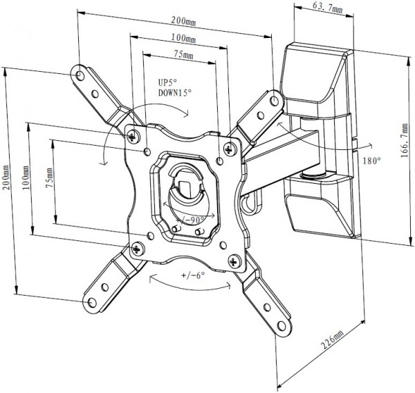 VIVANCO BMO6020 - Vivanco BMO 6020 – Bewegliche TV-Wandhalterung